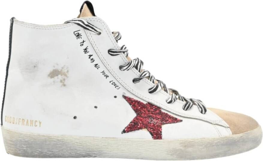 Golden Goose Wit Rood Glitter Ster Zebra Sneakers White Dames