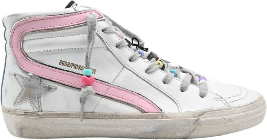 Golden Goose Wit Roze Slide Sneakers White Dames