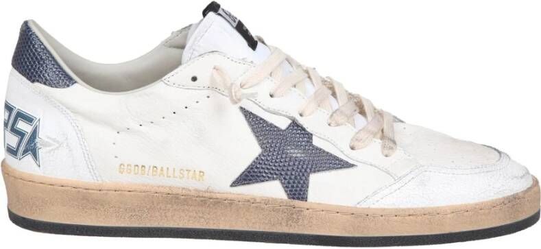 Golden Goose Wit blauw Leren Sneakers Vintage Stijl White Heren