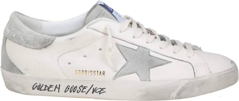 Golden Goose Wit Grijs Leren Sneakers Ronde Neus White Heren