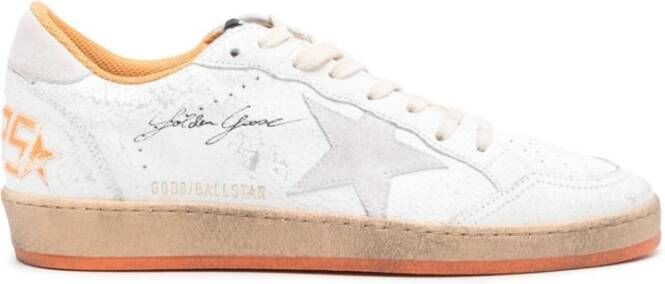 Golden Goose Sneakers met gebarsten bovenwerk en suède ster White Heren