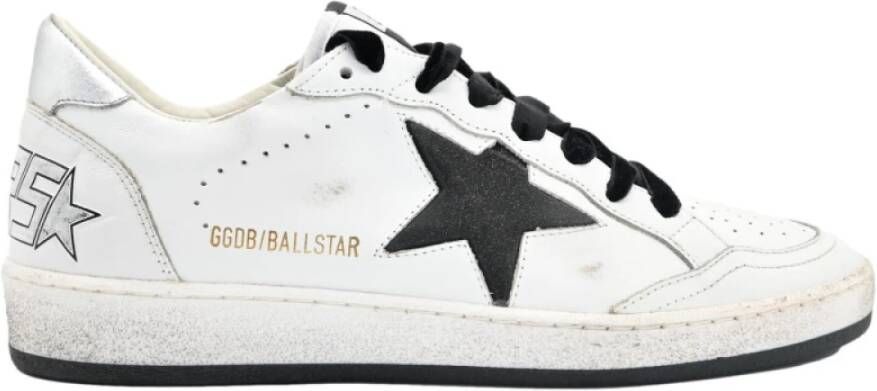 Golden Goose Witte Ballstar Sneakers met Zwarte Glitter White Dames