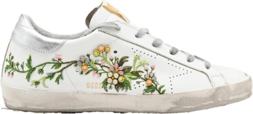 Golden Goose Witte Bloemen Fantasie Sneakers White Dames