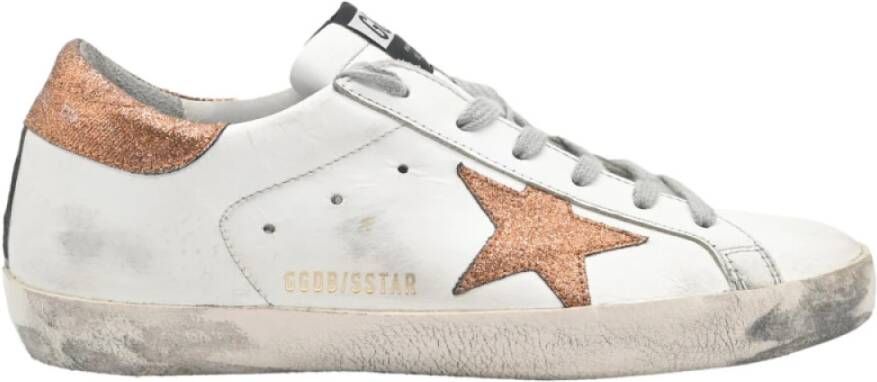 Golden Goose Witte Bronzen Glitter Ster Sneakers White Dames