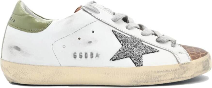 Golden Goose Witte Croco Print Sneakers met Kristalster White Dames