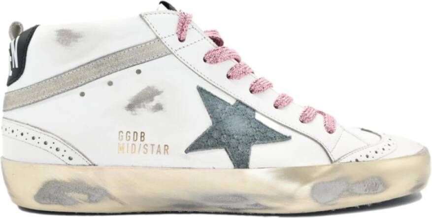 Golden Goose Witte en groene sterren sneakers White Heren