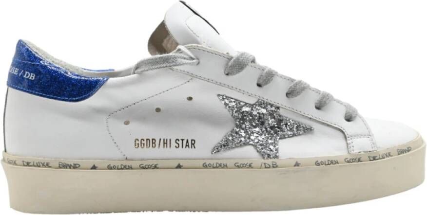 Golden Goose Witte Glitter en Blauwe Sneakers White Dames