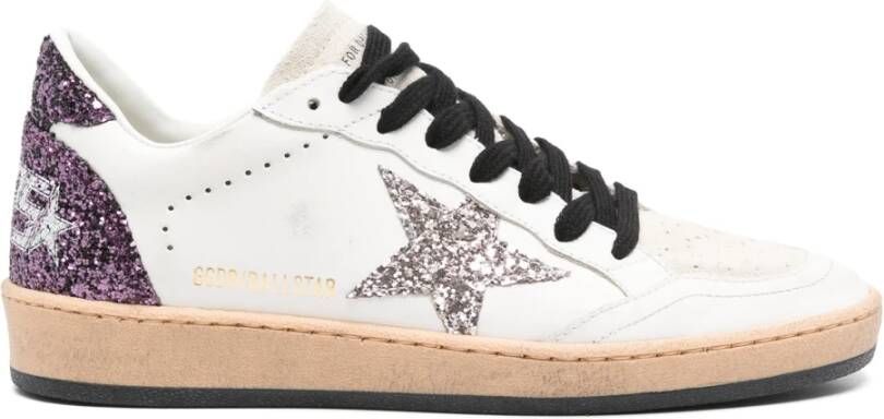 Golden Goose Witte Glitter Sneakers Paarse Patch White Dames