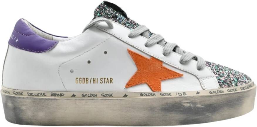 Golden Goose Witte Glitter Violet Oranje Sneakers White Dames