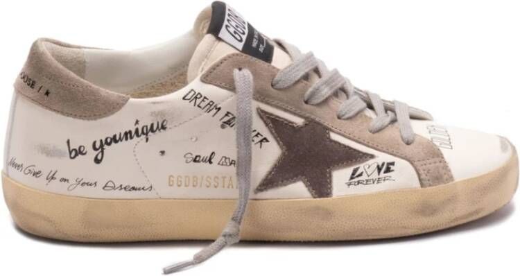 Golden Goose Witte Graffiti Ster Sneakers Beige Dames