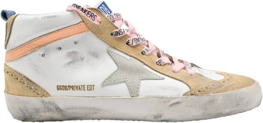 Golden Goose Witte Grijze Ster en Beige Sneakers Beige Dames