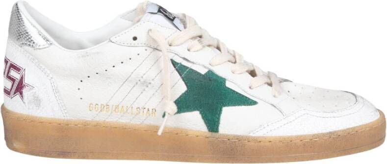 Golden Goose Witte Groene Leren Sneakers met Suède Ster White Heren