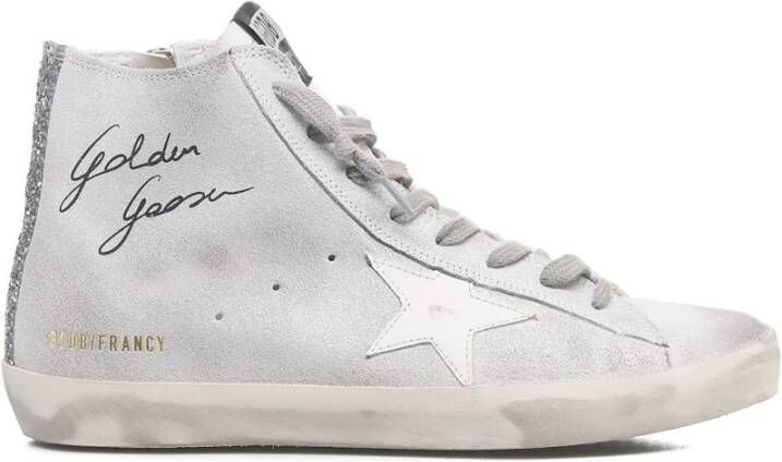 Golden Goose Gelamineerd Suède Ster Glitter Leren Sneakers White Dames