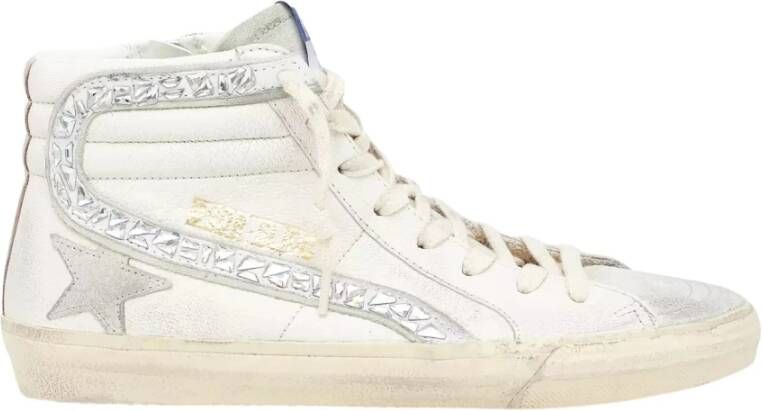 Golden Goose Witte hoge leren sneakers met ster White Dames