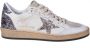 Golden Goose Glitter Sneakers met Gebarsten Leren Neus White Dames - Thumbnail 14