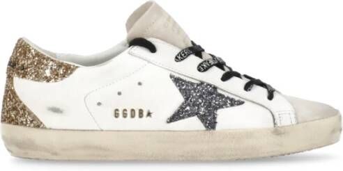 Golden Goose Witte Leren Glitter Ster Sneakers White Dames