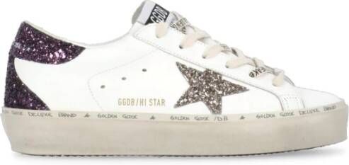 Golden Goose Witte Leren Glitter Ster Sneakers White Dames