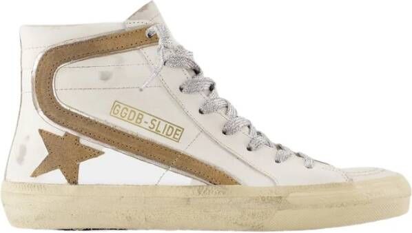 Golden Goose Witte Leren Slide Sneakers met Messing Details White Dames