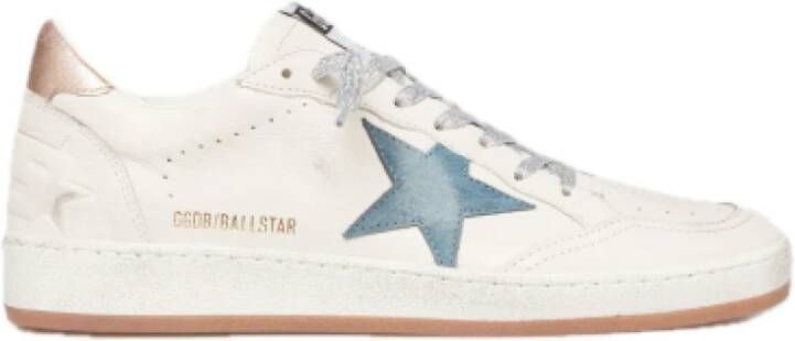 Golden Goose Witte leren sneakers met blauwe suède ster White Dames