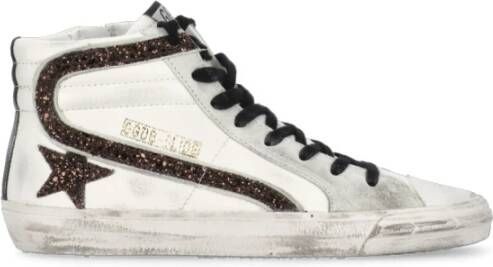 Golden Goose Witte Leren Sneakers met Glitterdetails Multicolor Dames