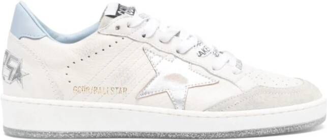 Golden Goose Witte Leren Sneakers met Zilveren Ster White Dames