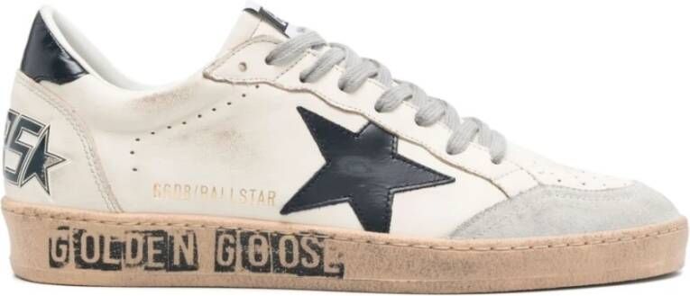 Golden Goose Witte Leren Vetersneakers Beige Heren