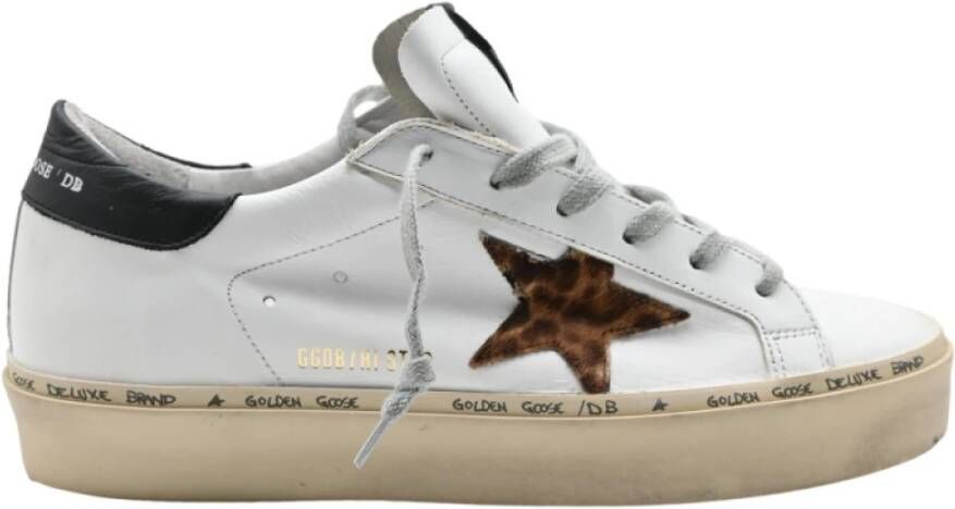 Golden Goose Witte Luipaard en Zwarte Sneakers White Dames