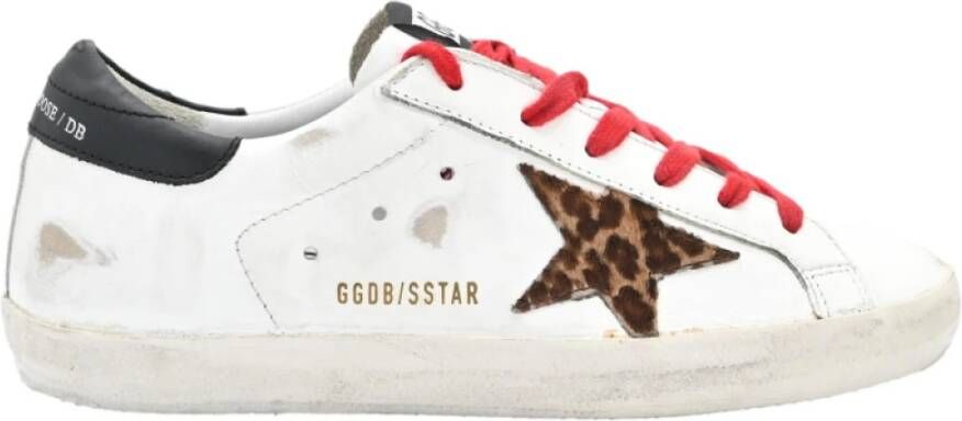 Golden Goose Witte Luipaard Ster Rode Veters Sneakers White Dames