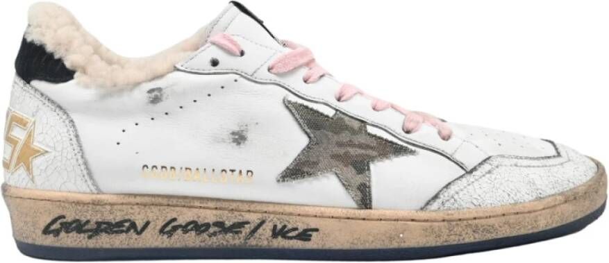 Golden Goose Witte Military Star Shearling Sneakers White Heren