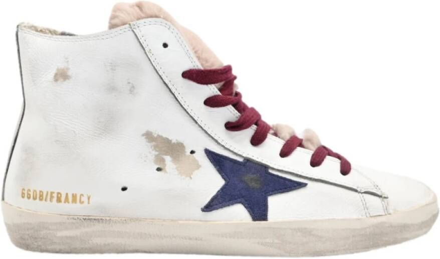 Golden Goose Witte Paarse Ster Shearling Sneakers White Dames