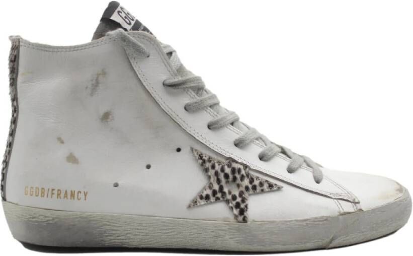 Golden Goose Witte Piton High Top Sneakers Gray Heren