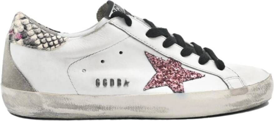 Golden Goose Witte Roze Glitter Ster Sneakers White Dames