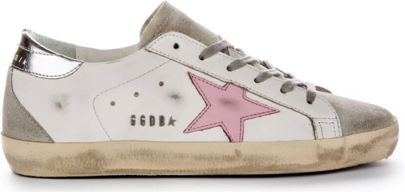 Golden Goose Super-Star Sneakers Vintage Leer Bleekroze Ster White Dames