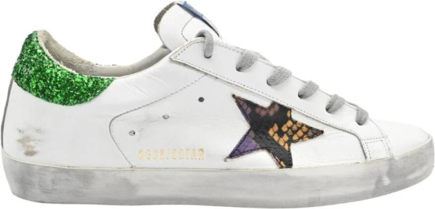 Golden Goose Witte Slang Ster Glitter Sneakers White Dames