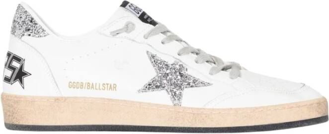 Golden Goose Witte Ballstar Sneakers met Glitter Ster en Hak White Dames