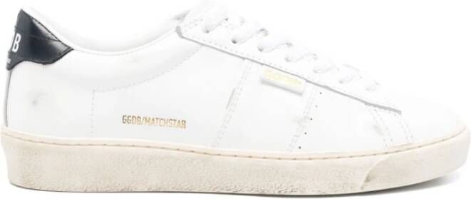 Golden Goose Witte Sneakers met Blauw Leren Patch White