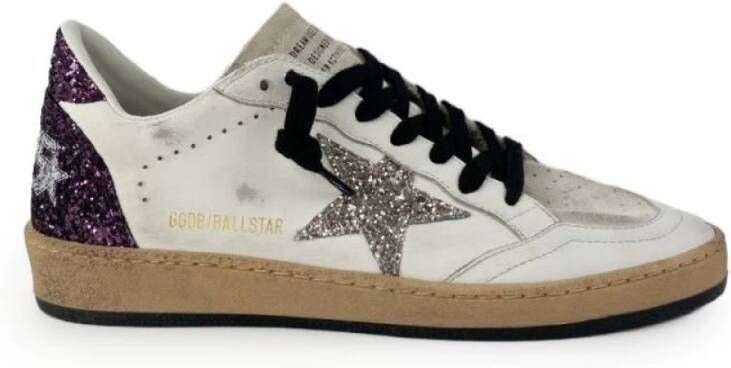 Golden Goose Witte sneakers met glanzende paarse hiel White Dames