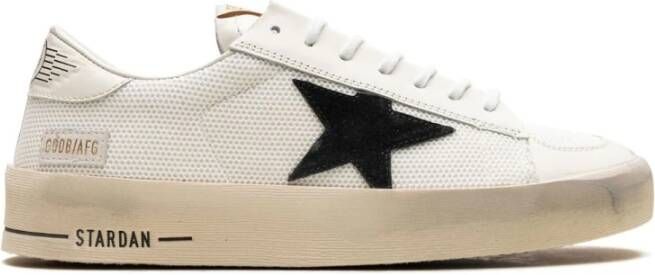 Golden Goose Witte mesh homme met zwarte suède ster White Heren