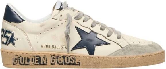 Golden Goose Leren Veterschoenen Platte Rubberen Zool White Heren