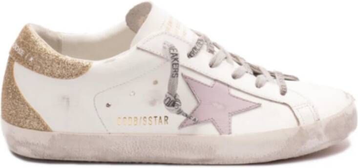 Golden Goose Witte sterrensneakers met verouderde afwerking White Dames