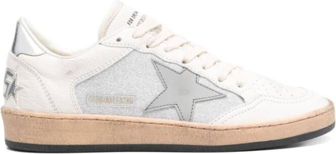 Golden Goose Witte Veterschoenen met Glitterdetails White Dames