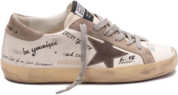 Golden Goose Witte taupe leren sneakers met color-block design White Dames