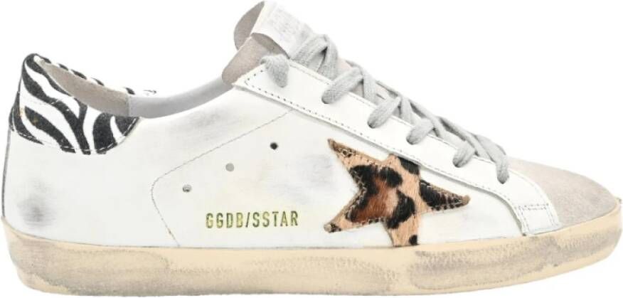 Golden Goose Zebra Leopard Superstar Sneakers White Dames