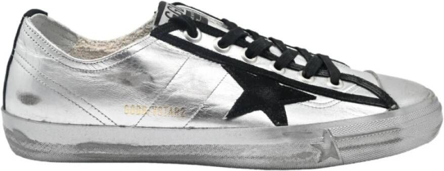 Golden Goose Zilver Gelamineerde V-Star Sneakers Gray Heren