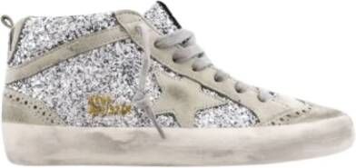 Golden Goose Zilver Glitter Skate Sneakers Mid Star Gray Dames