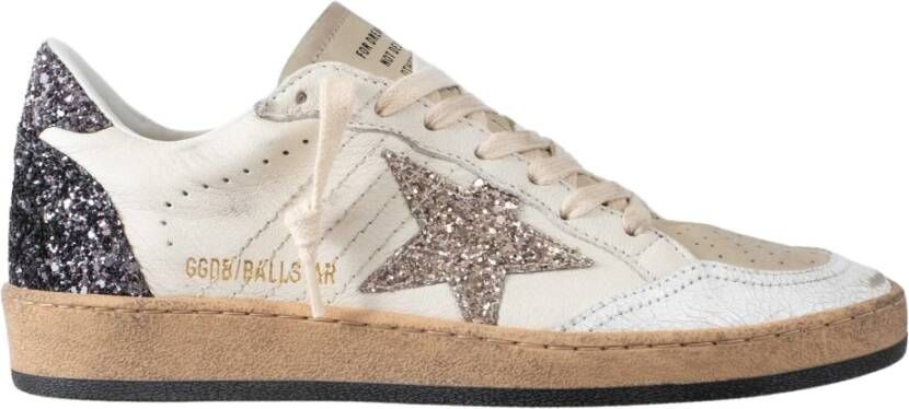 Golden Goose Zilver Glitter Ster Sneakers White Dames