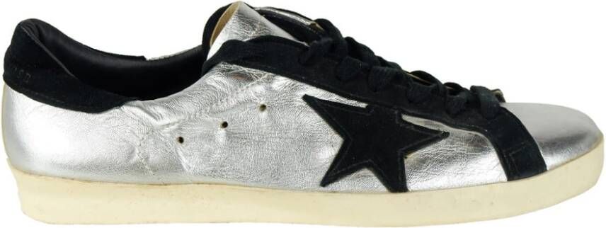 Golden Goose Zilveren Leren Lage Sneakers Gray Heren