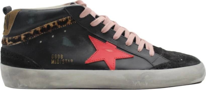 Golden Goose Zwart Rood Mid Star Sneakers Black Heren