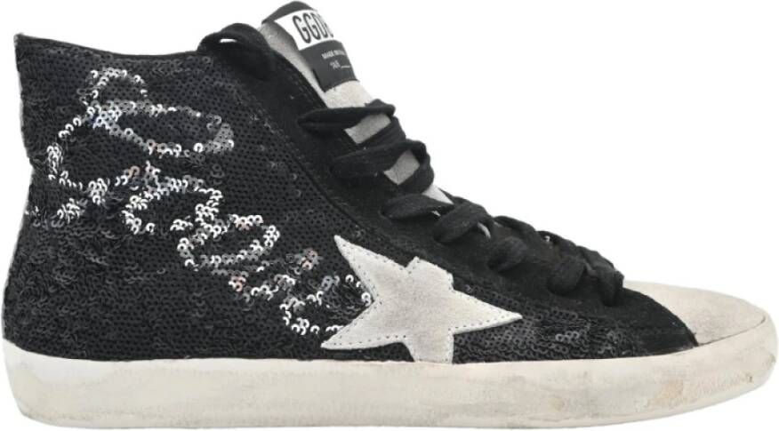 Golden Goose Zwart Wit Suède Glitter Sneakers Black Dames