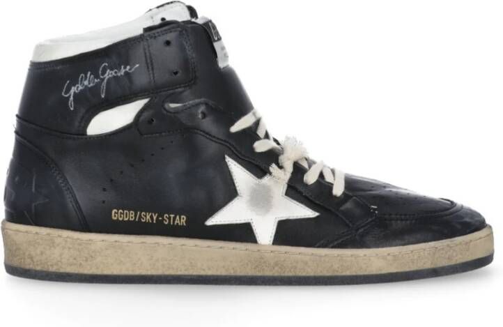 Golden Goose Zwarte Leren High Top Sneakers Black Heren